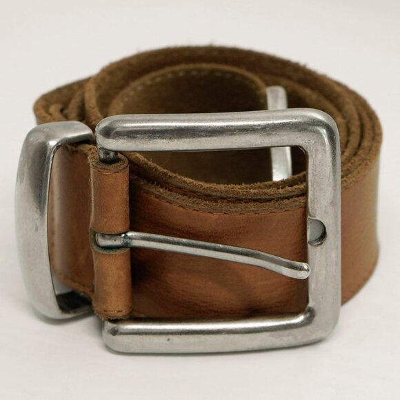 Vintage 90s Brown Leather Coastal Cowgirl Western Silver Tone Long Belt main image 11